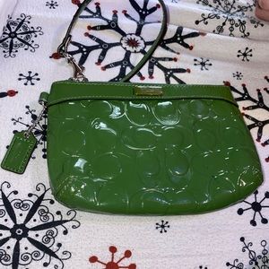 Authentic green coach wristlet